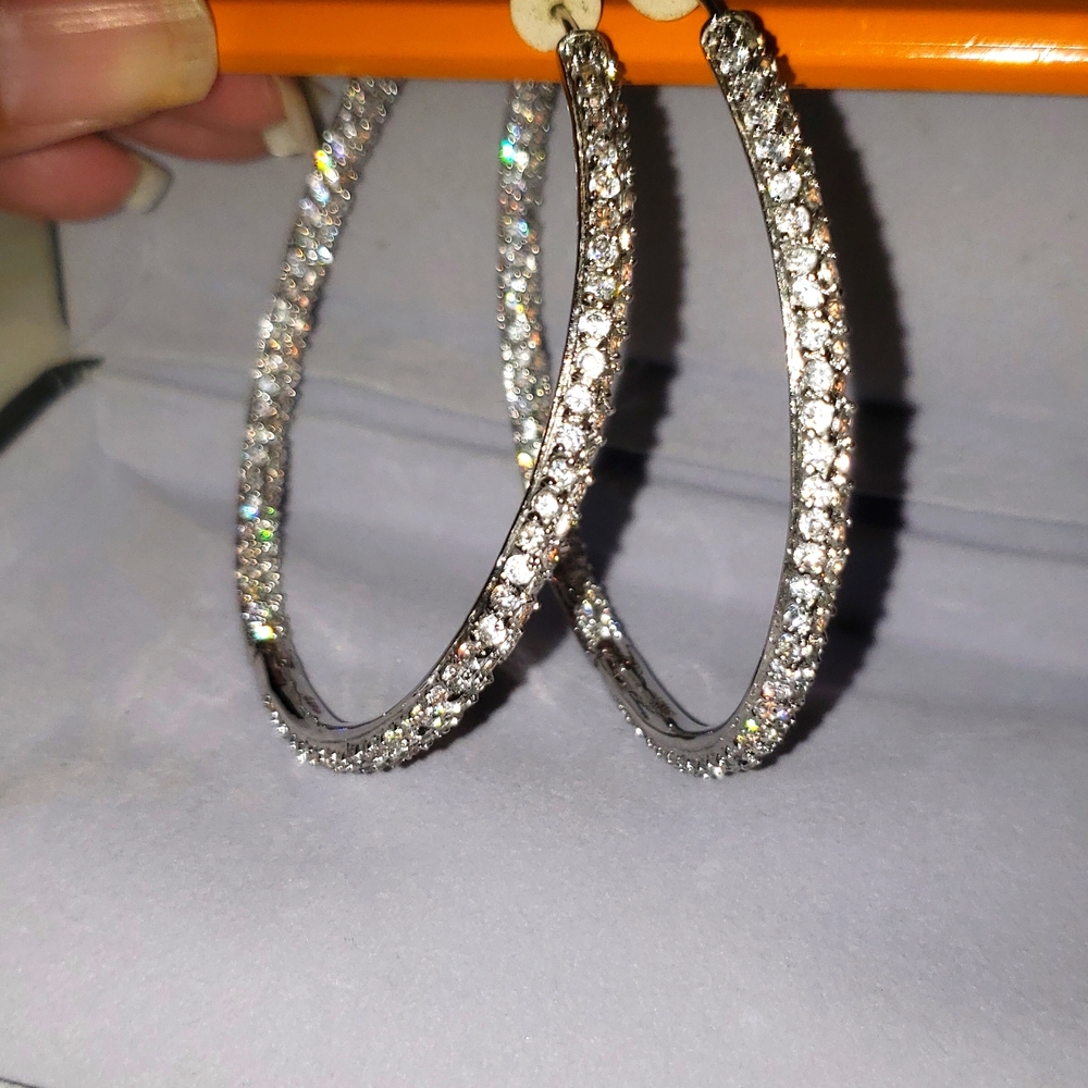 Crystal hoop earrings 3in